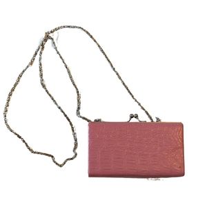 Bijoux Terner small hard sided pink vegan leather clutch evening purse VGUC